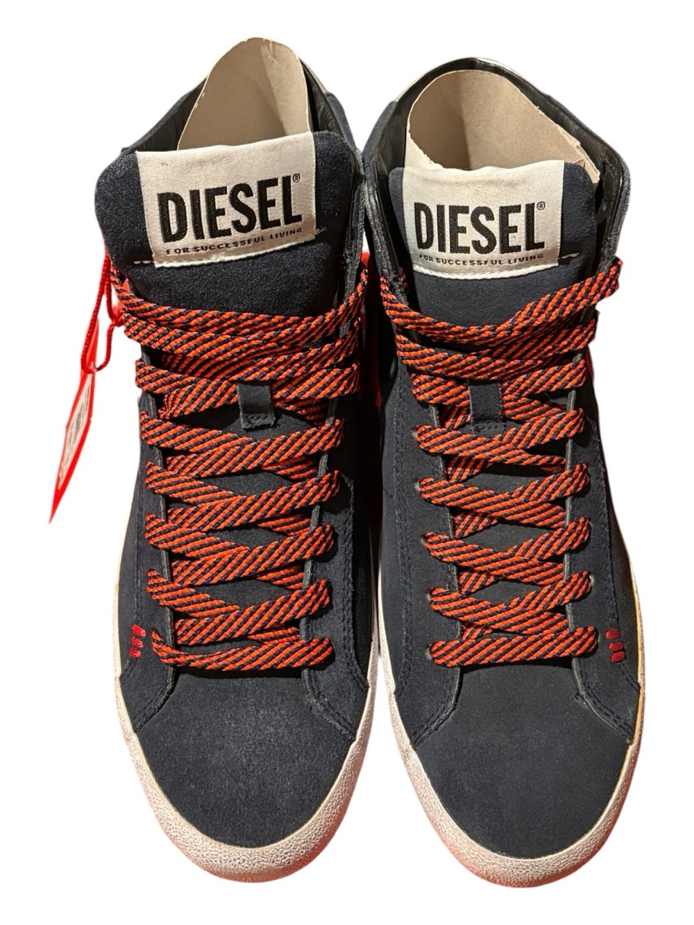 Diesel Black High-Top Sneakers with Orange-Black Laces